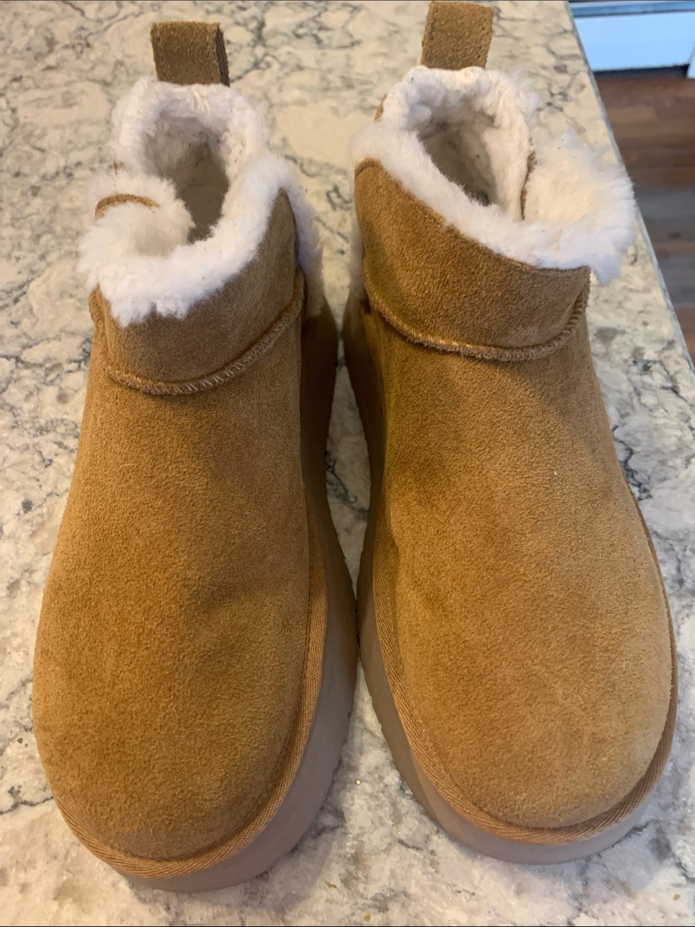Koolaburra Chestnut Suede Shearling-Lined Ankle Booties